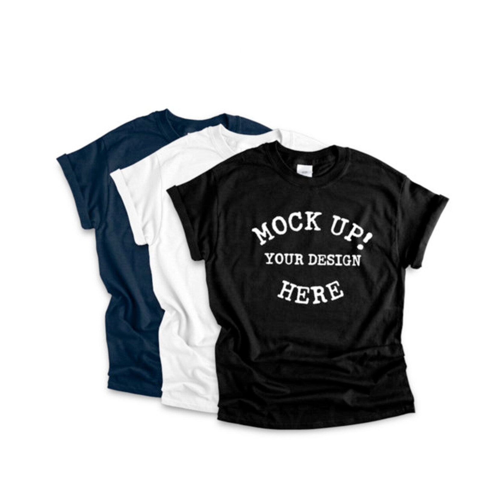 Download Gildan 64000 Unisex Navy black and white t shirt mockup | Etsy