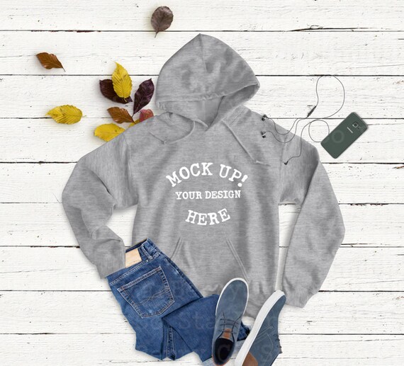 Gildan 18500 Athletic Heather Hoodie Sweatshirt Flatlay Etsy