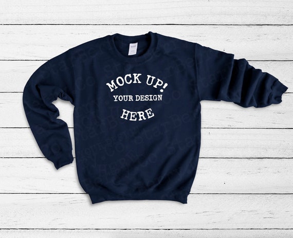 Gildan 18000 Navy Sweatshirt Adult Navy Blank Unisex Etsy
