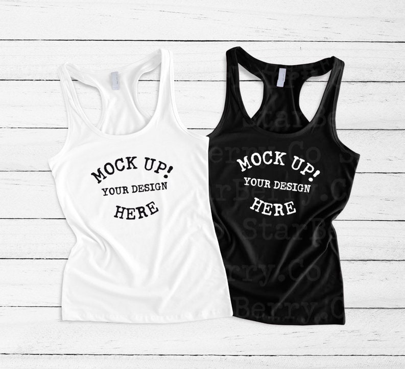 Download Next Level 6633 Black and White plain tank MockUp mock up ...