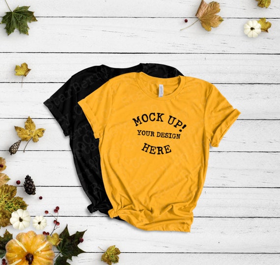 Bella Canvas 3001 Duo Fall Black Gold Unisex T Shirt Mock Etsy