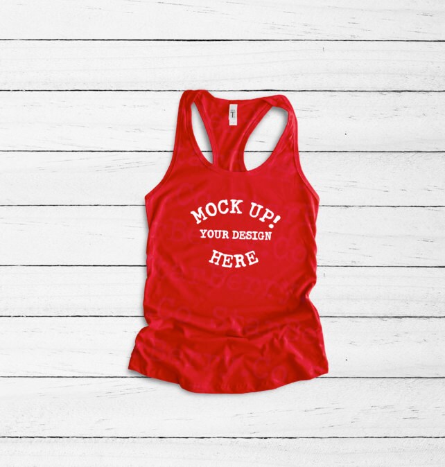 Download Next Level 1533 Tank Top Mockup Ladies Red Ideal Racerback Etsy