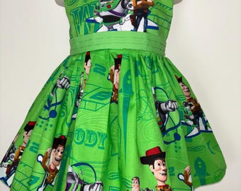 Vestido verde de Buzz/Woody de Toy Story de Disney hecho a mano, talla personalizada