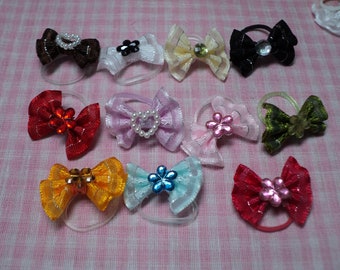 NEW Handmade Littlest Pet Shop LPS 11 Bows W/Stone Accessories In Gift Bag