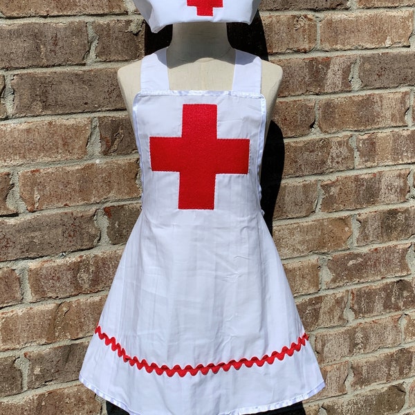 NEW Handmade Historical Nurse Costume Apron Hat Custom Woman Size More Choice