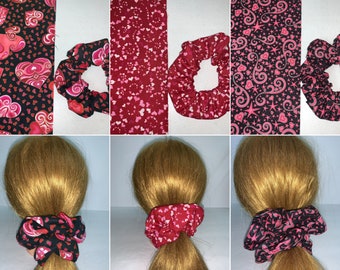 Handmade Oversized Fancy Hearts Valentine's XXL Hair Scrunchie More Choices