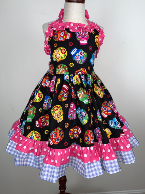 skull halter dress NEW Handmade Elegant Sugar Skull Summer Halter Dress Custom Size