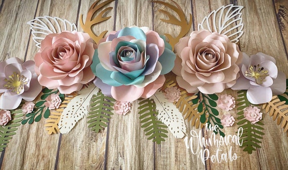 Dusty Blush Paper Flower Set Large Tissue Paper Flowers 