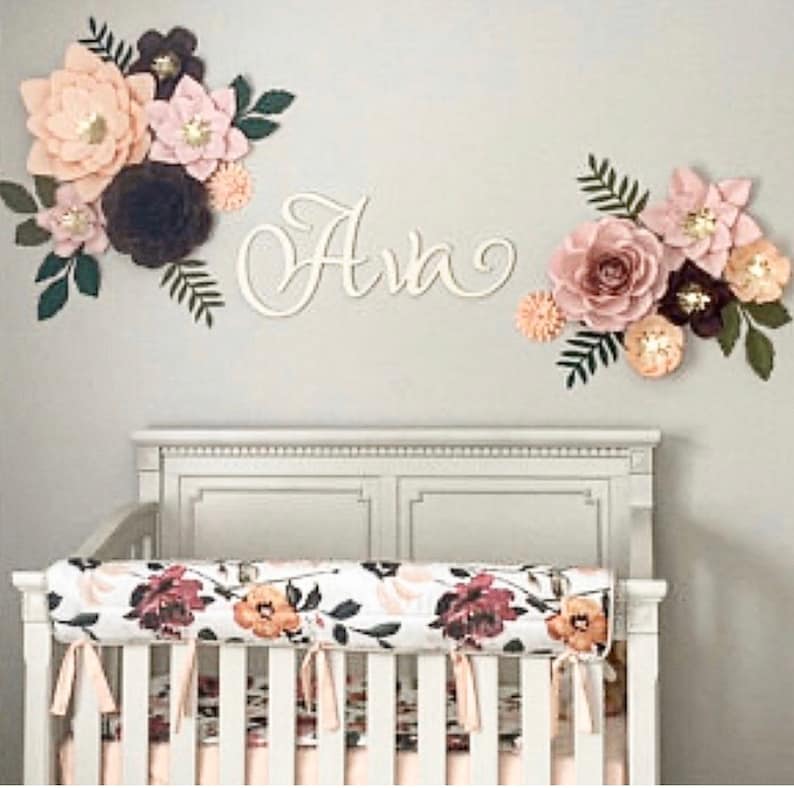 Large Paper Flowers Nursery Wall Decormauve and Dusty Rose Etsy