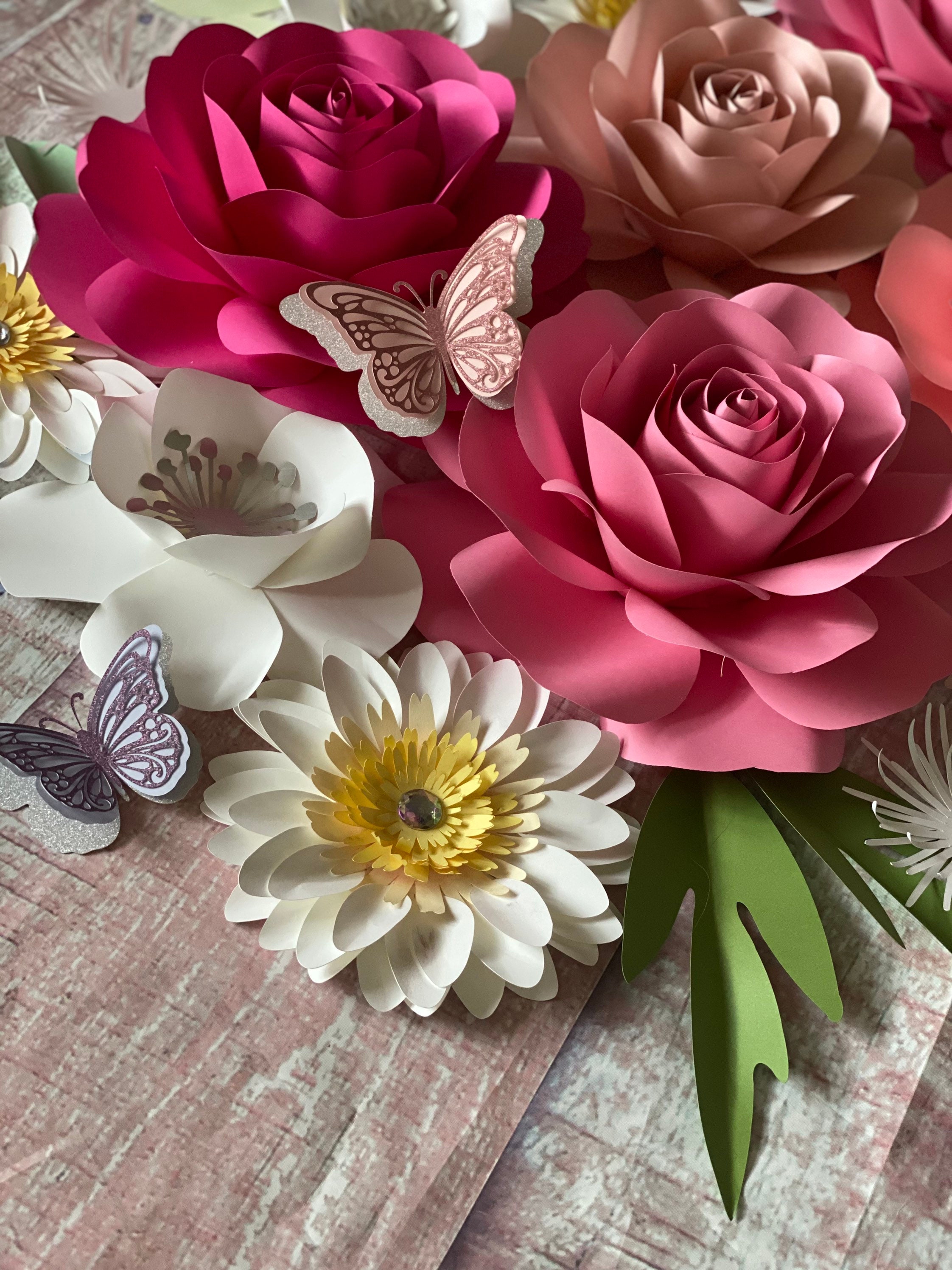 12 Pieces Paper Flowers Wall Decor Set for Nursery Paper Etsy Israel