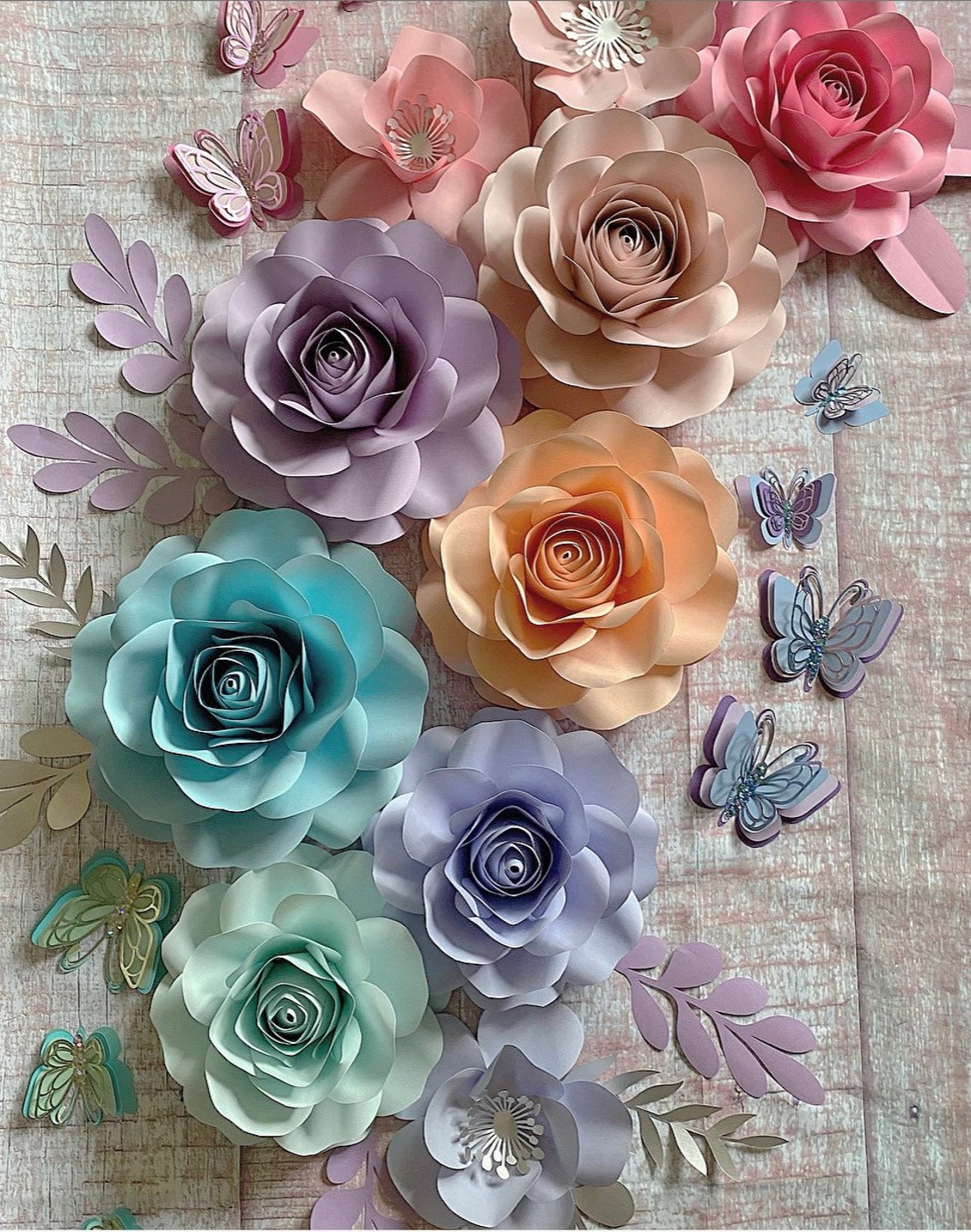 10 Pieces Pastel Rainbow Paper Flower Set Etsy