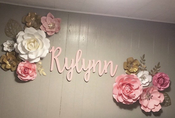 Blush Rosa Y Oro 11 Piezas Papel Flor Set Decoracion Del Etsy