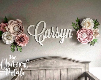 8 pieces paper flowers nursery wall decor, paper flower backdrop, baby girl wall decor