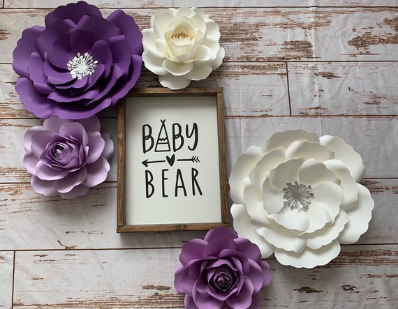 Pieces Set of Paper Flowers Purple Love! Baby Nursery Decor - Main Image