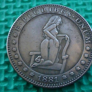 Hobo Coin Girl On A Chair Fantasy Dollar Unique Hobo Art