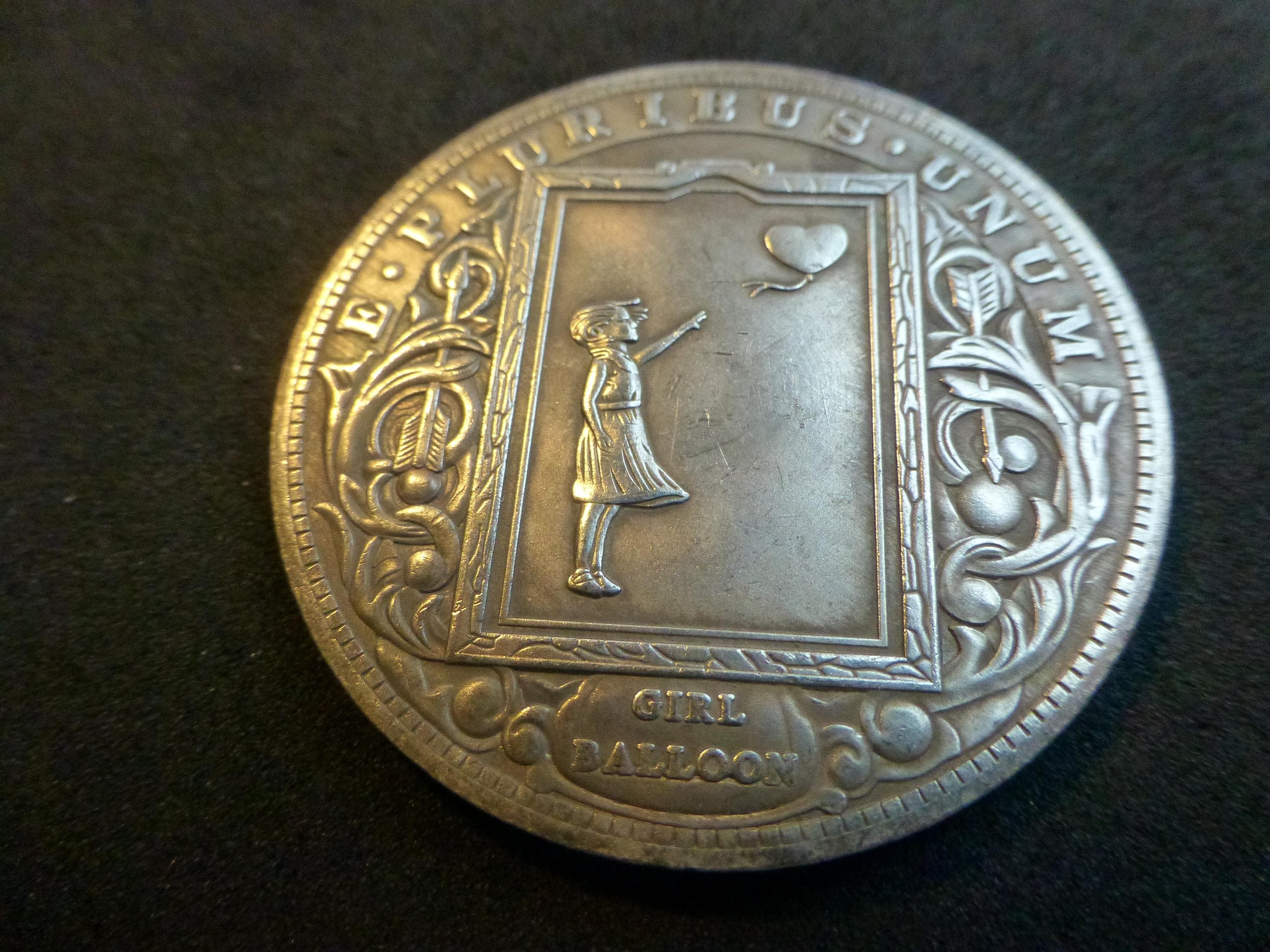 Hobo Dollar Coin Banksy Girl Balloon