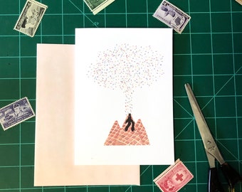 Volcano Sprinkle Card / Birthday Card / Card for Friend / Summer Greeting Card / Cute Card / Rainbow Sprinkle Card