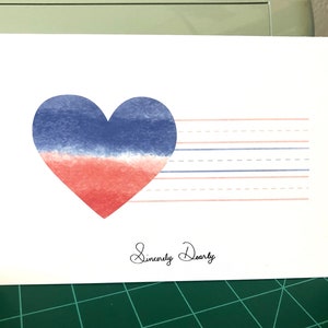 Tarjeta de corazón rojo y azul / tarjeta cardíaca personalizable / tarjeta linda para niños / papelería para niños