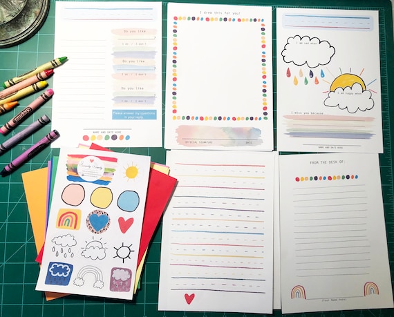 Kid's Stationery / Letter Writing Kit / Stationery for Kids / Toddler  Activity Set / Kid Letter Paper / Rainbow Paper 