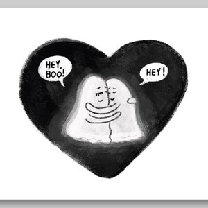 Halloween kaart/schattige Ghost Card/griezelige kaart/kaart voor vriend/Ghost wenskaart/grappige kaart/Hey Boo kaart/Miss je kaart