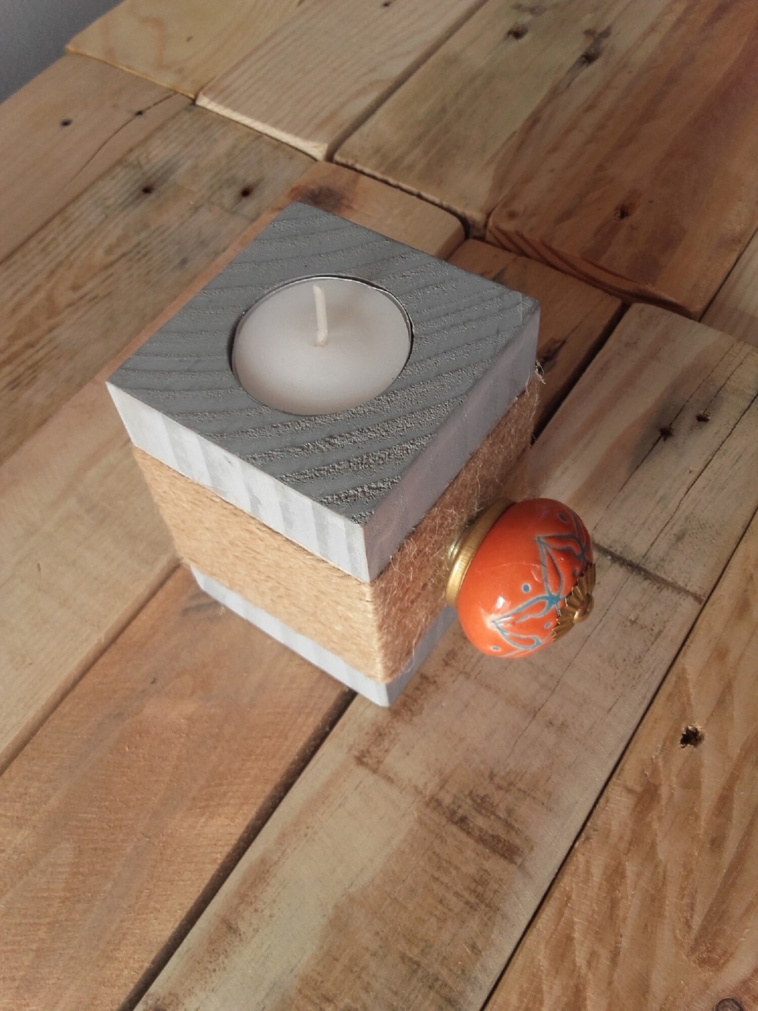 Bougeoir Création, Bois et Porcelaine, Cadeau Noel