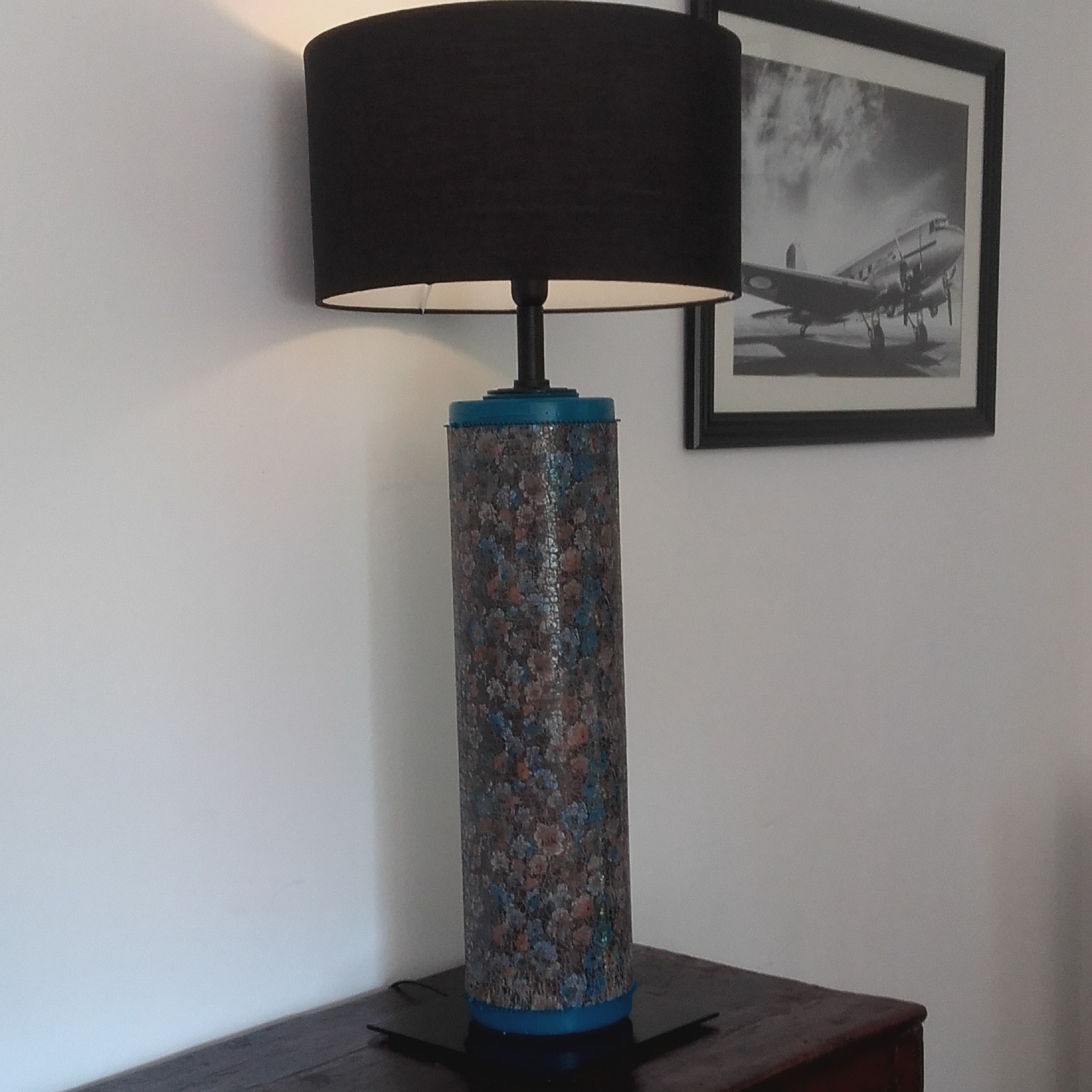 Luminaire Création Bois, Métal et Revêtement Cuir, Déco Originale, Cadeau Noel