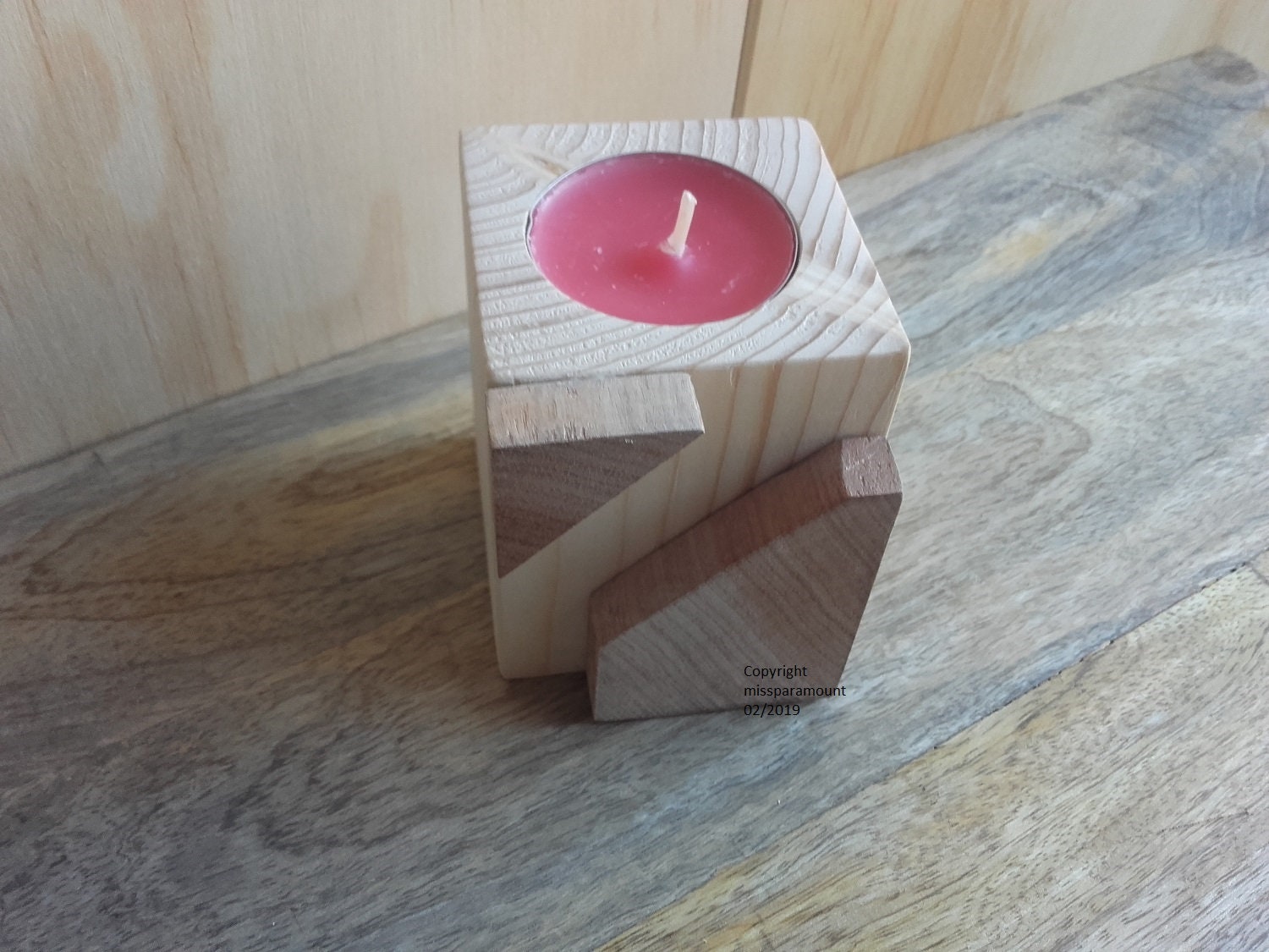 Bougeoir Bois Pin et Chêne, Photophore Deco Noel