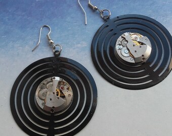 Earrings vintage watch mechanism, SOLDES