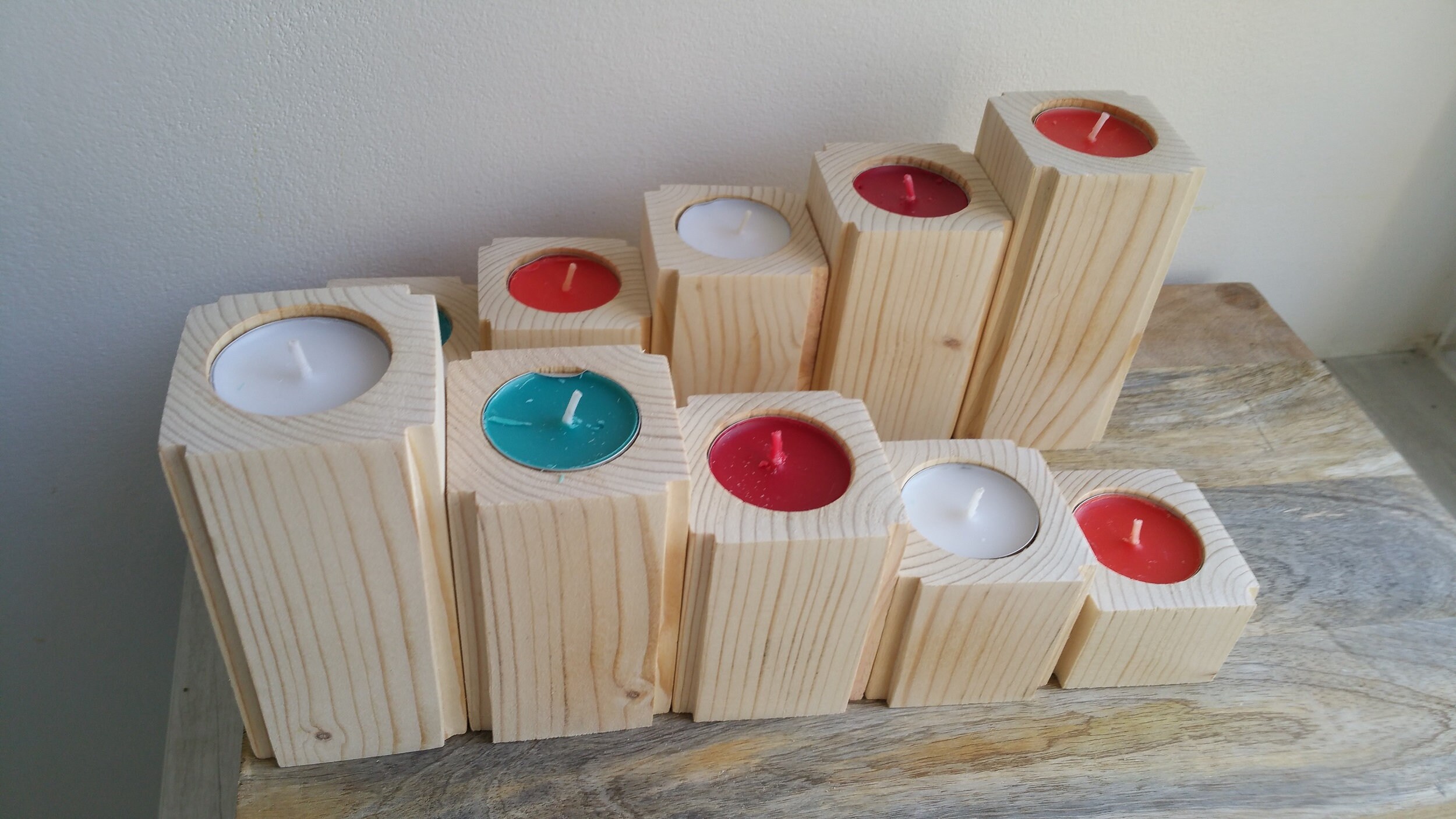 Lot de 5 Bougeoirs à Décorer, Photophore Bois, Deco Bois