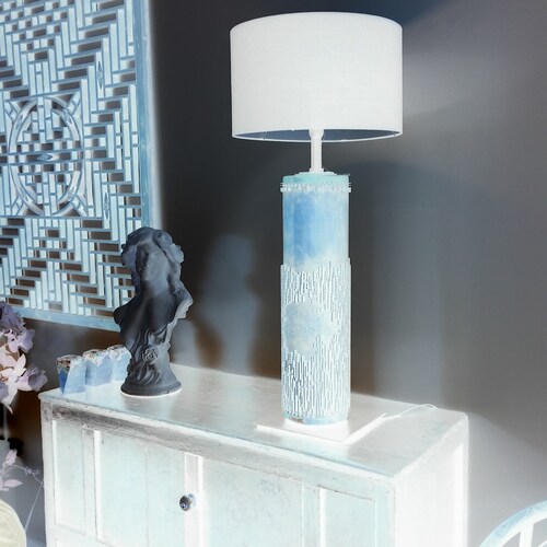 Exceptional luminaire from a vintage print roll, Christmas gift, home deco, shops wood luminaire