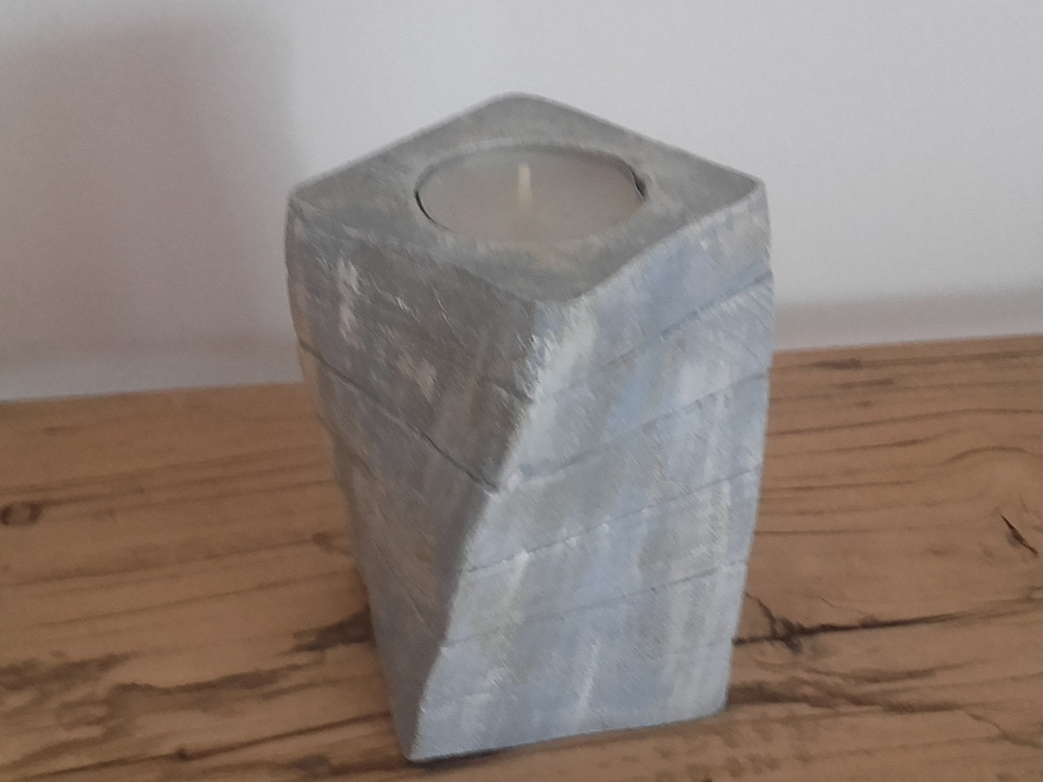 Bougeoir Bois Torsadé Cérusé , Deco Noel, Photophore Bois, Cadeau Noel Petit Prix