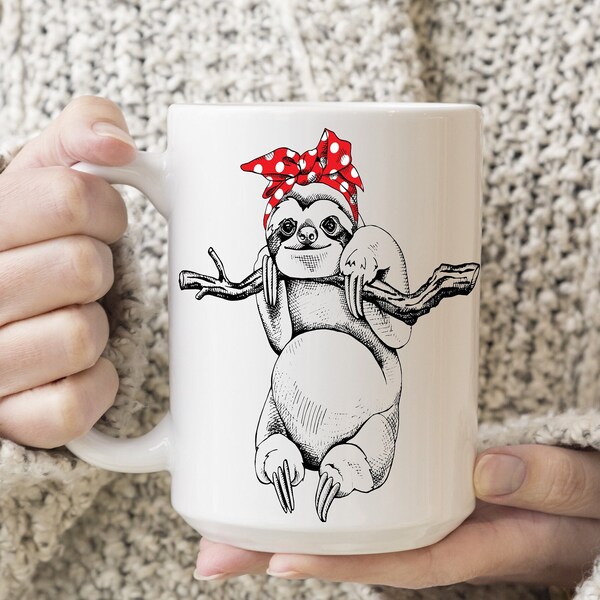 Funny Sloth Personalized Coffee Cup, Sloth Coffee Mug, Sloth Lover Gift, Personalized Gift