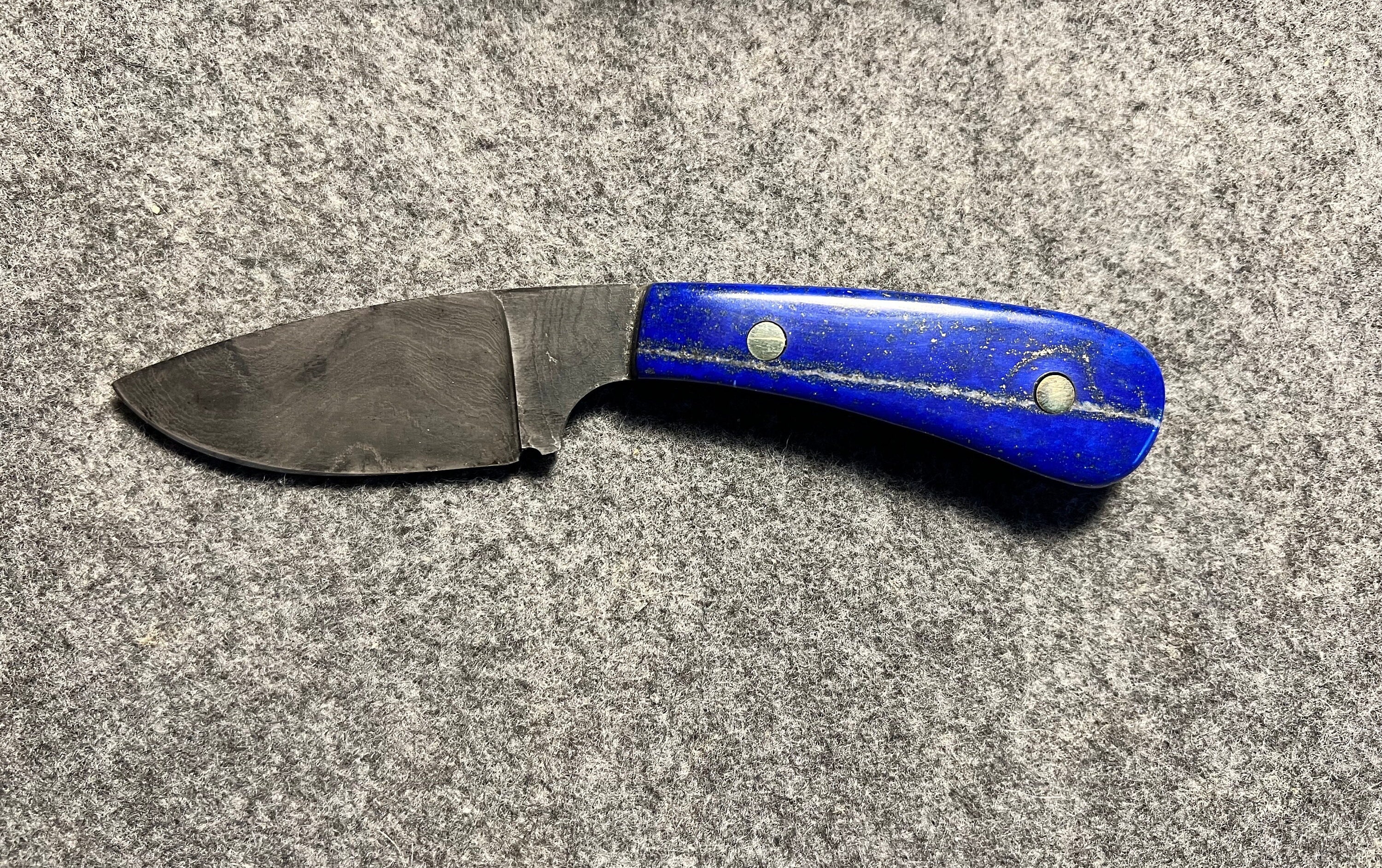 Lapis Lazuli Handled Knife, Collector Knife, Alabama Damascus