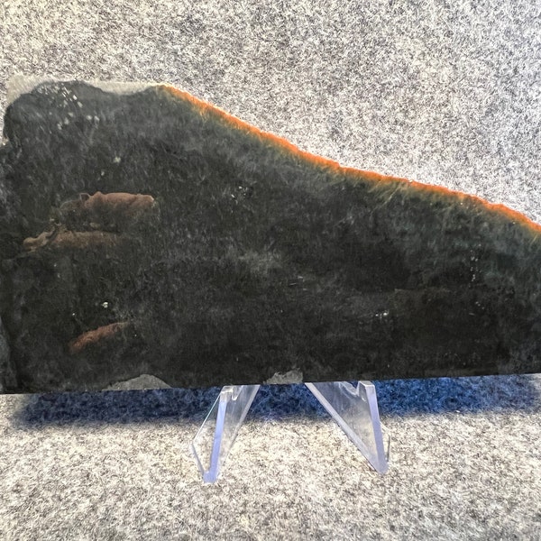 Black nephrite jade slab, rough slice for lapidary, stone specimen, black/dark green gemstone display slab, Wyoming gemstone sample