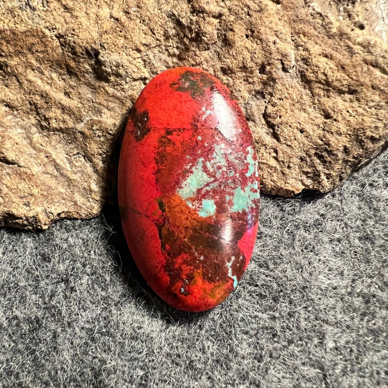 Sonoran Sunrise Oval Cabochon, Red and Blue Hand Cut and Polished ...