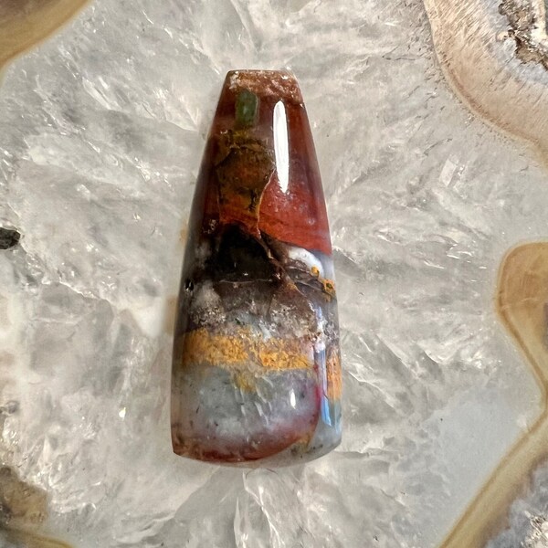 Red opal wood cabochon, opalized wood, designer cabochon, Indonesian opal, petrified wood cab, opal wood crystal, jewelry focal stone