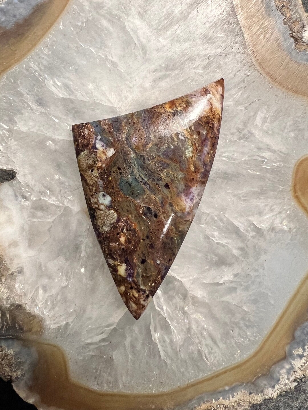 Kaleidoscope Prism Stone Designer Cabochon, Fluorite Cab, Purple and