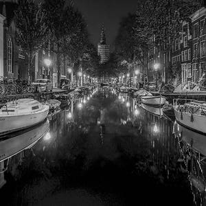 Amsterdam Canals at Night.  Digital Photography Instant Download