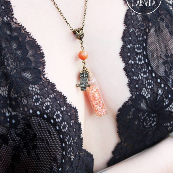 Potion du Sage ~ collier fiole & hibou