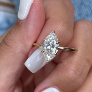 2ct Hidden halo marquise Moissanite Engagement Ring, 14\18k