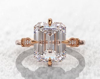 2.5Ct Moissanite Engagement Ring Set Diamond Wedding Band 8.5mm Round Diamond Cushion Halo 14k Yellow Gold Art Deco Bridal Promise Ring Set