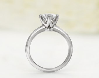 1.5 Carat IGI Certified Round Brilliant Solitaire – Lab Diamond Engagement Ring, 6 Prong in 14K/18K White Gold