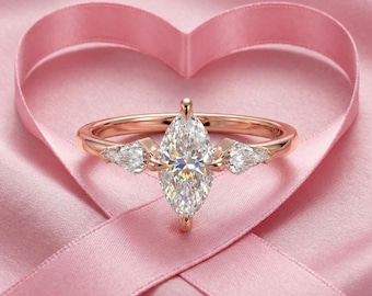 1ct moissanite Marquise and kite cut engagement ring