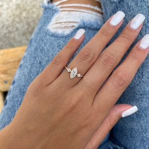 1ct moissanite Marquise and kite cut engagement ring