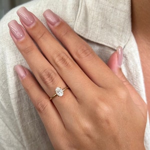 Minimalist Engagement Rings for Women Thin Oval Solitaire