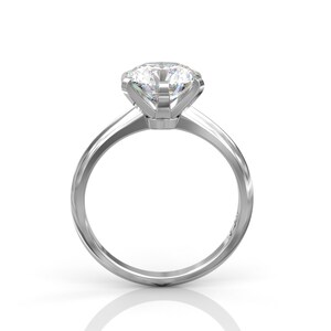 Pu&ograve; includere: Un anello di fidanzamento solitario in argento con un grande diamante rotondo e trasparente.