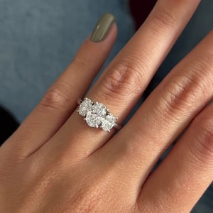 3 stone oval diamond ring, 1 carat oval lab grown diamond & 0.80 carat 2 side lab diamond, 14\18K ,IGI CERTIFIED