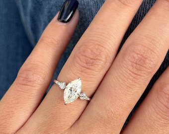 1.5ct Lab diamond Marquise engagement ring IGI CERTIFIED 14\18k