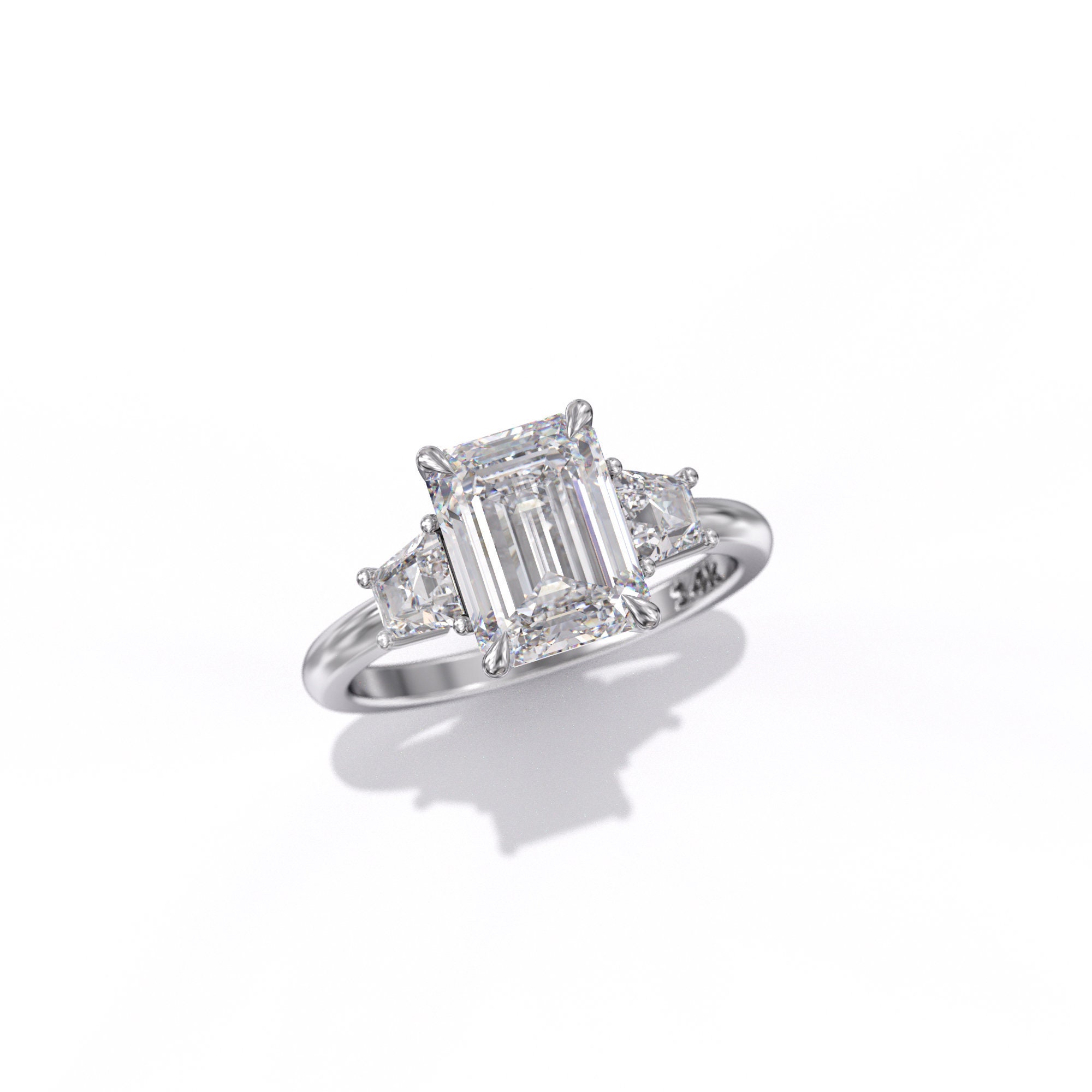 Buy Emerald Cut Engagement Ring 2 Ct Moissanite Emerald Cut & 2