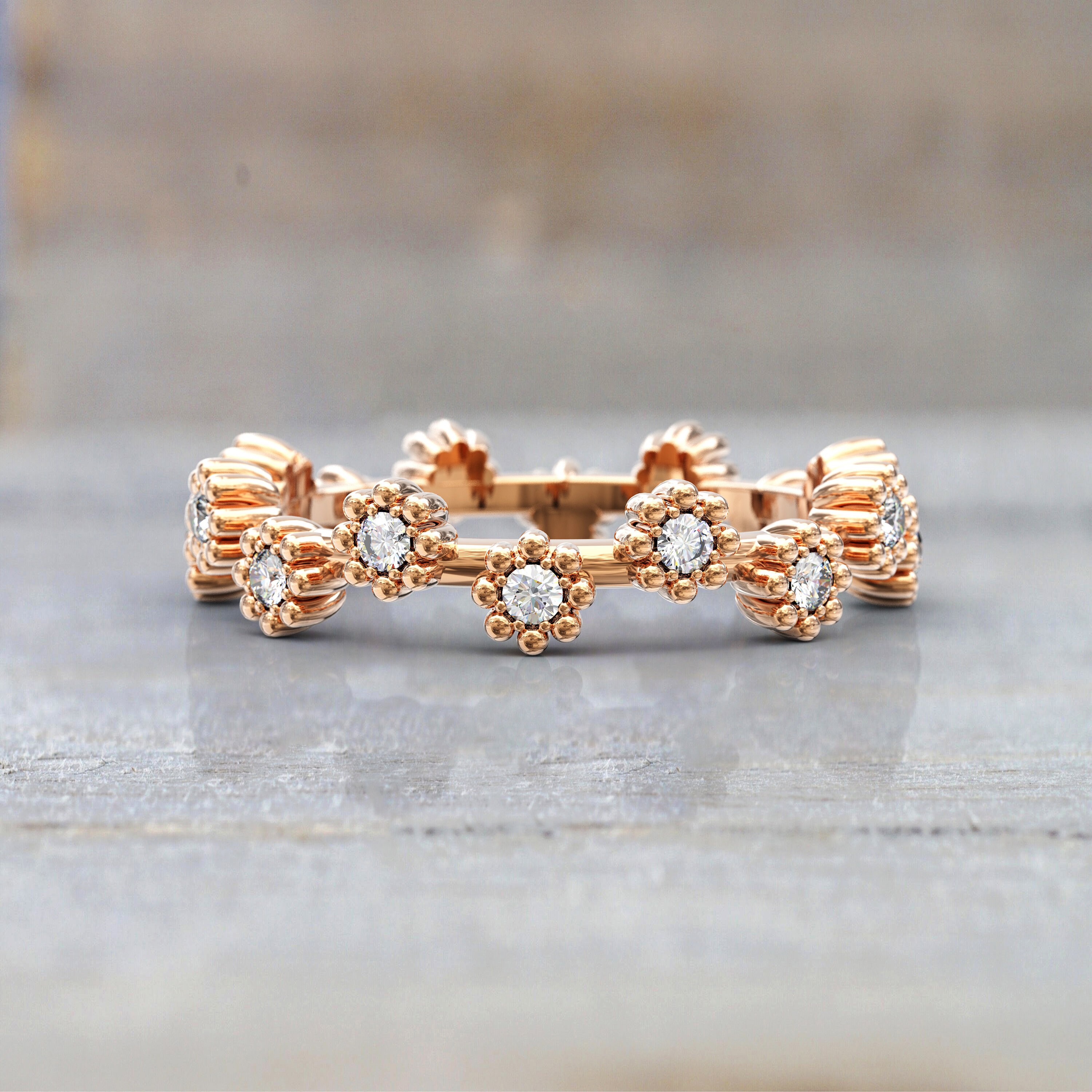 アールデコ ダイヤモンド エタニティ ウェディング バンド – 14K 